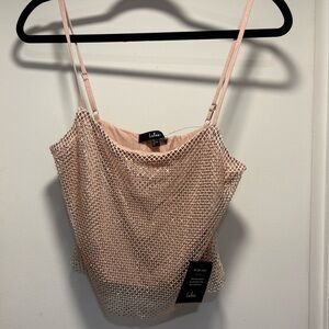 Lulu's Beige and Gold Mesh shirt 

Size Small   New with Tags

FREE SHIPPING